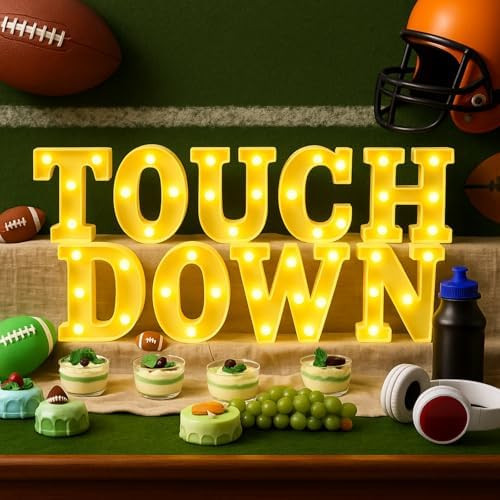 Honoson 9 Pcs Football Party Decorations 'touchdown! ' LED Lights Sign Rugby Theme Sports Neon Si... | Amazon (US)