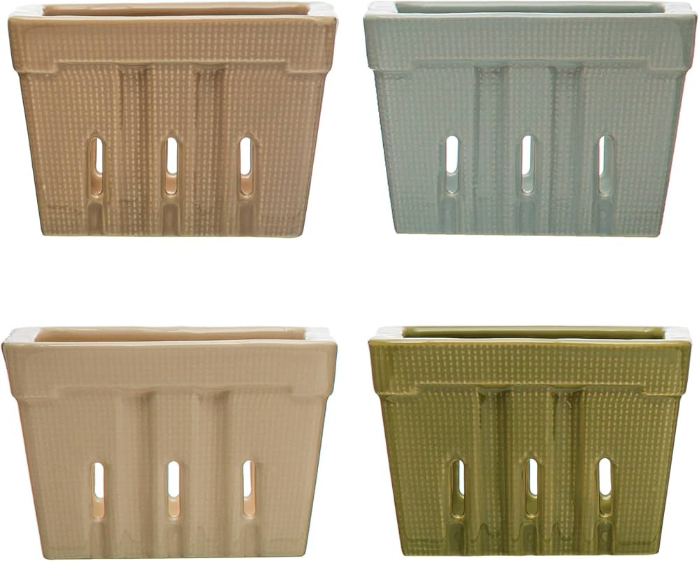 Creative Co-Op Stoneware, Set of 4 Colors Berry Basket, Multi | Amazon (US)