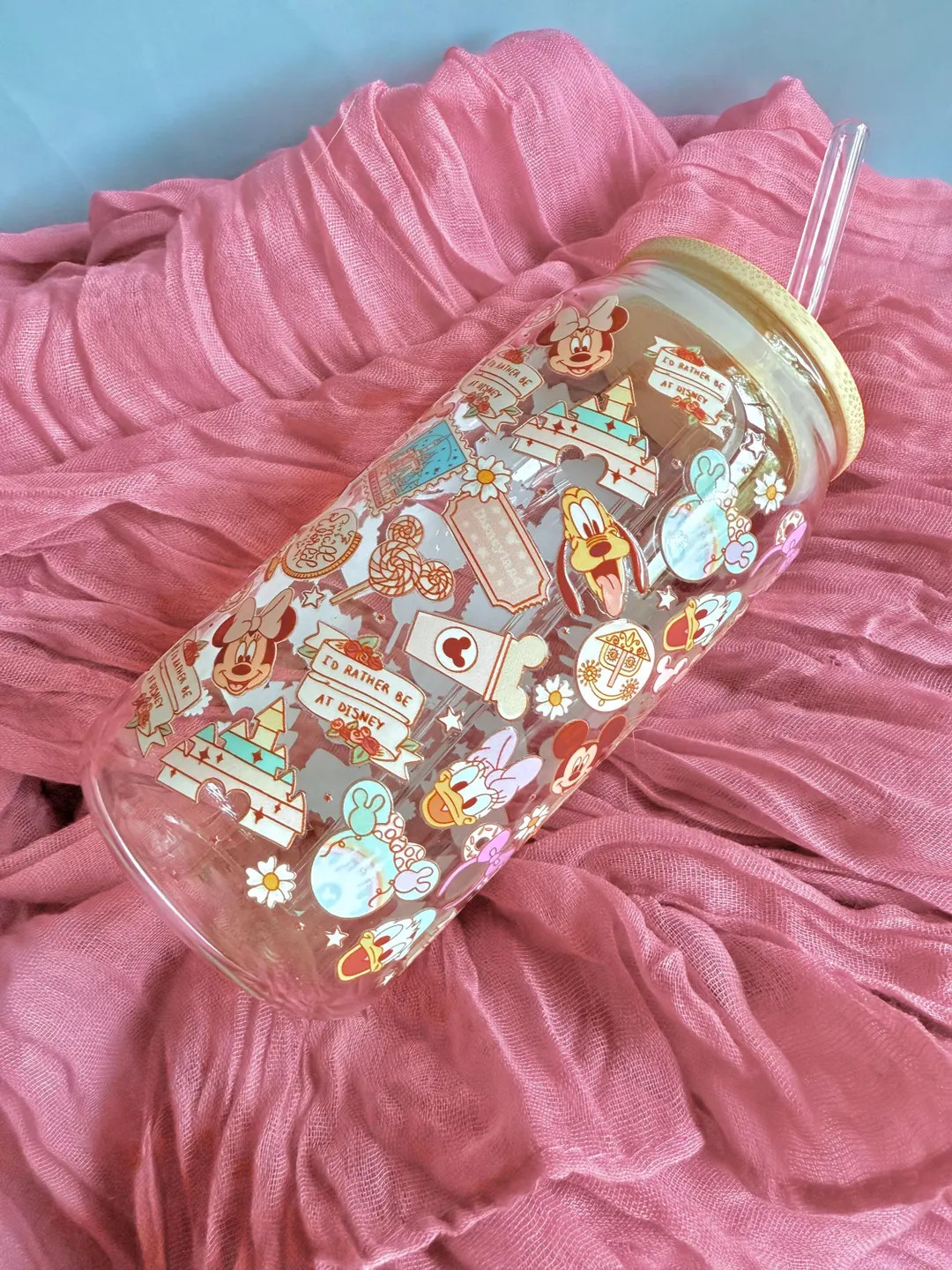 Magical Mouse Boho Design Trendy Glass Tumbler Cup, Theme Park, Characters, Small World, Fab5,20 ... | Etsy (US)