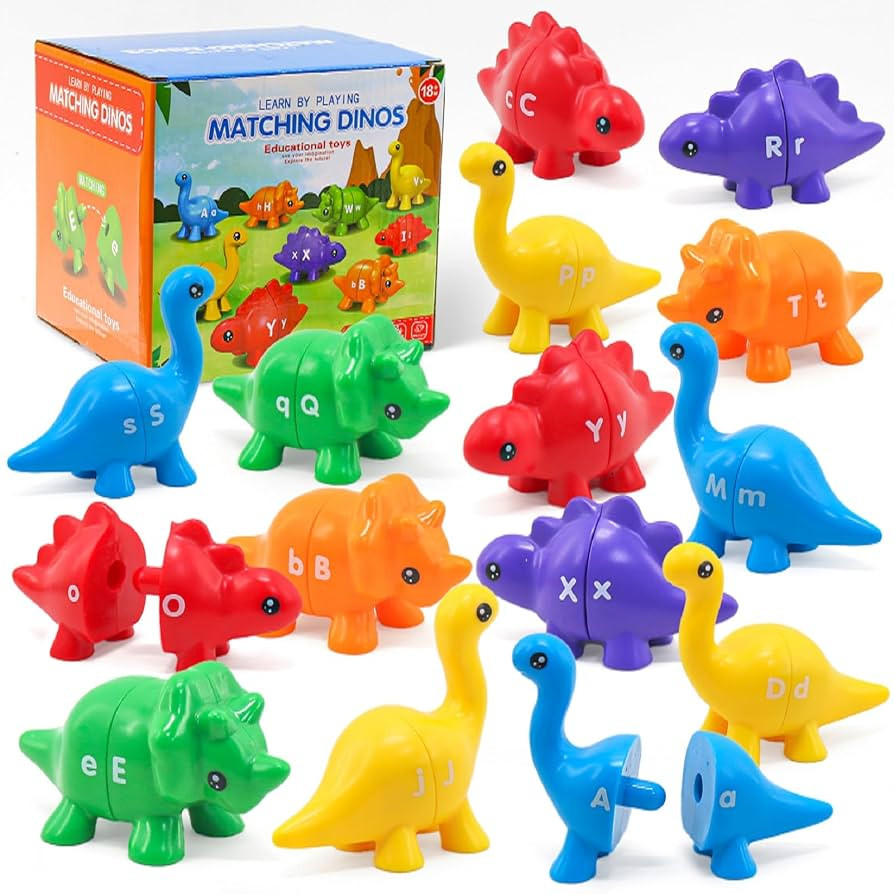 26Pcs Matching Letters Fine Motor Toy, Alphabet Match Game Educational Toys for Toddlers 1-3 Dino... | Amazon (US)