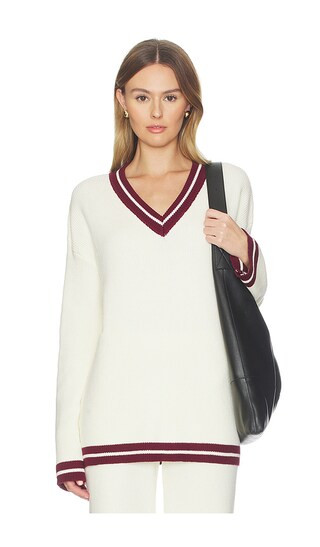 Colton Varsity Knit Jumper in Cream Contrast | Revolve Clothing (Global)