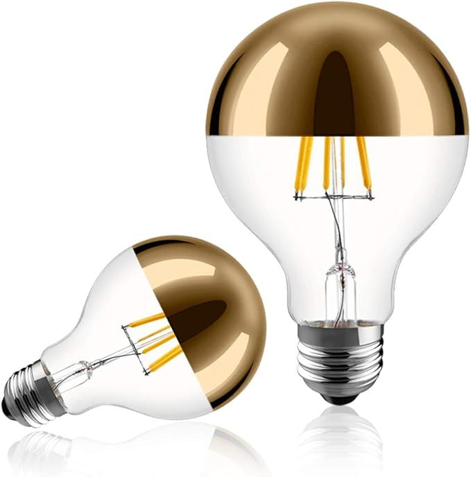 Half Chrome Light Bulb 6W (60W Equivalent) Dimmable LED Edison Bulb G80/G25 Globe Shape Decorativ... | Amazon (US)