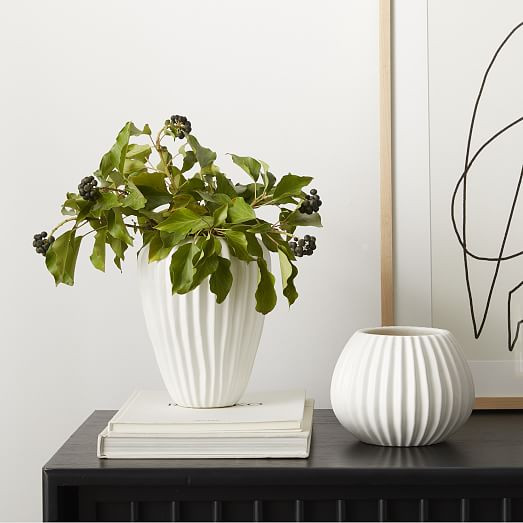 Sanibel Textured Ceramic Vases - White | West Elm (US)