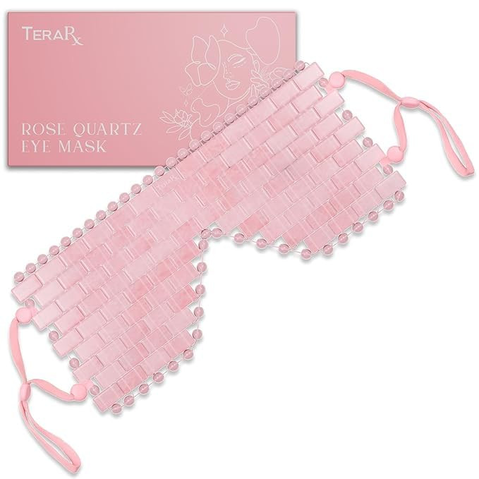 TeraRX® Rose Quartz Eye Mask – Authentic Crystal Eye Mask for Facials with Adjustable Straps ... | Amazon (US)