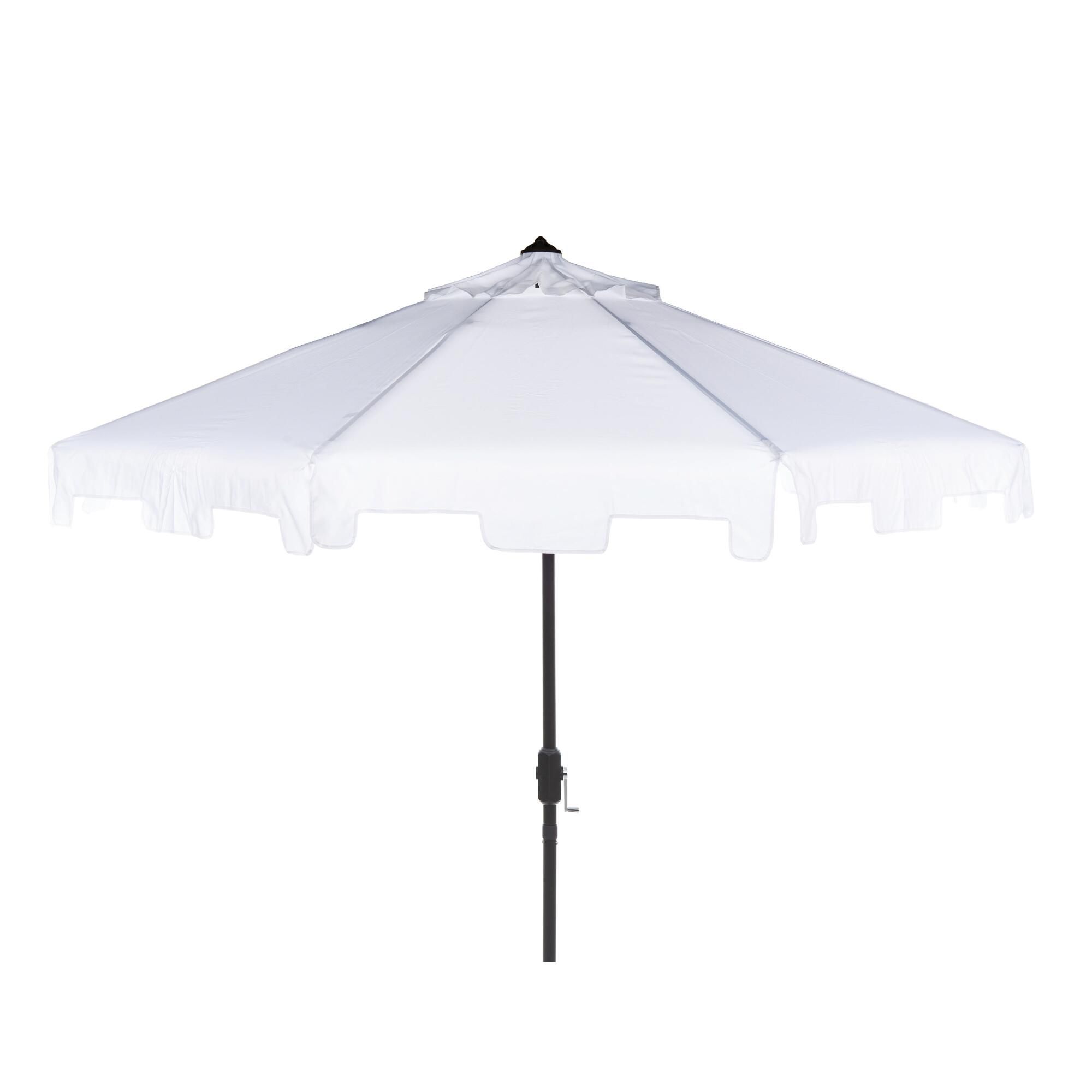 White Square Scallop 9 Ft Tilting Outdoor Patio Umbrella - Fabric by World Market | World Market