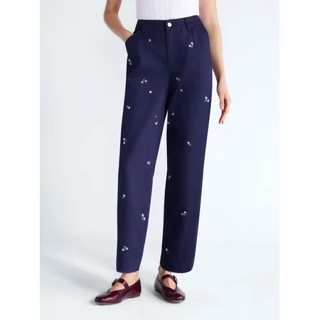 Free Assembly Women's Embellished Cotton Utility Pants, 30" Inseam, Sizes 0-20 | Walmart (US)