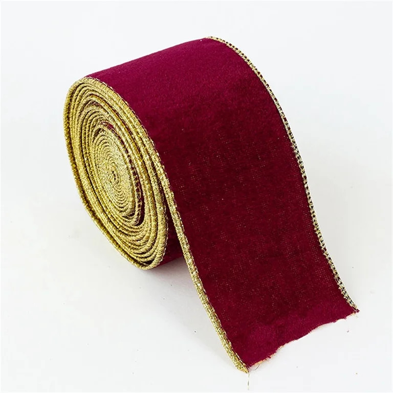 CheAAlet Khaki Gold Crushed Velvet Ribbon, Wired Gift Wrapping Christmas Ribbon, Polyester Elegan... | Walmart (US)