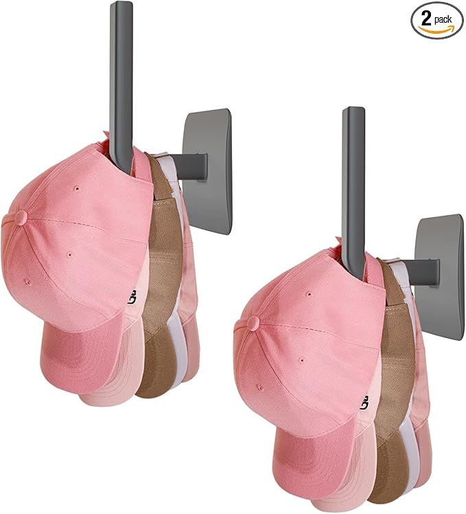 Resdenio Hat Rack for Baseball Caps - 2 Pieces Adhesive Hat Hooks for Wall, Hat Hanger Storage Ca... | Amazon (US)