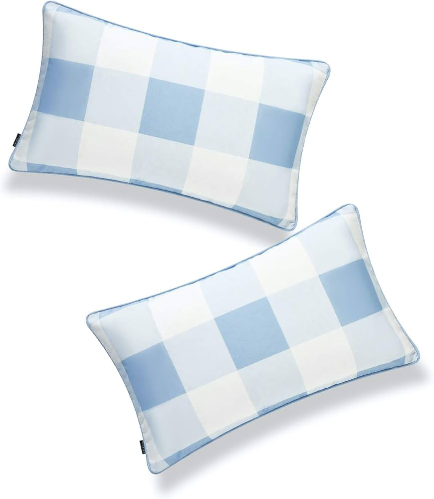 Hofdeco Coastal Patio Indoor Outdoor Lumbar Pillow Cover ONLY for Backyard, Couch, Sofa, Baby Blu... | Amazon (US)