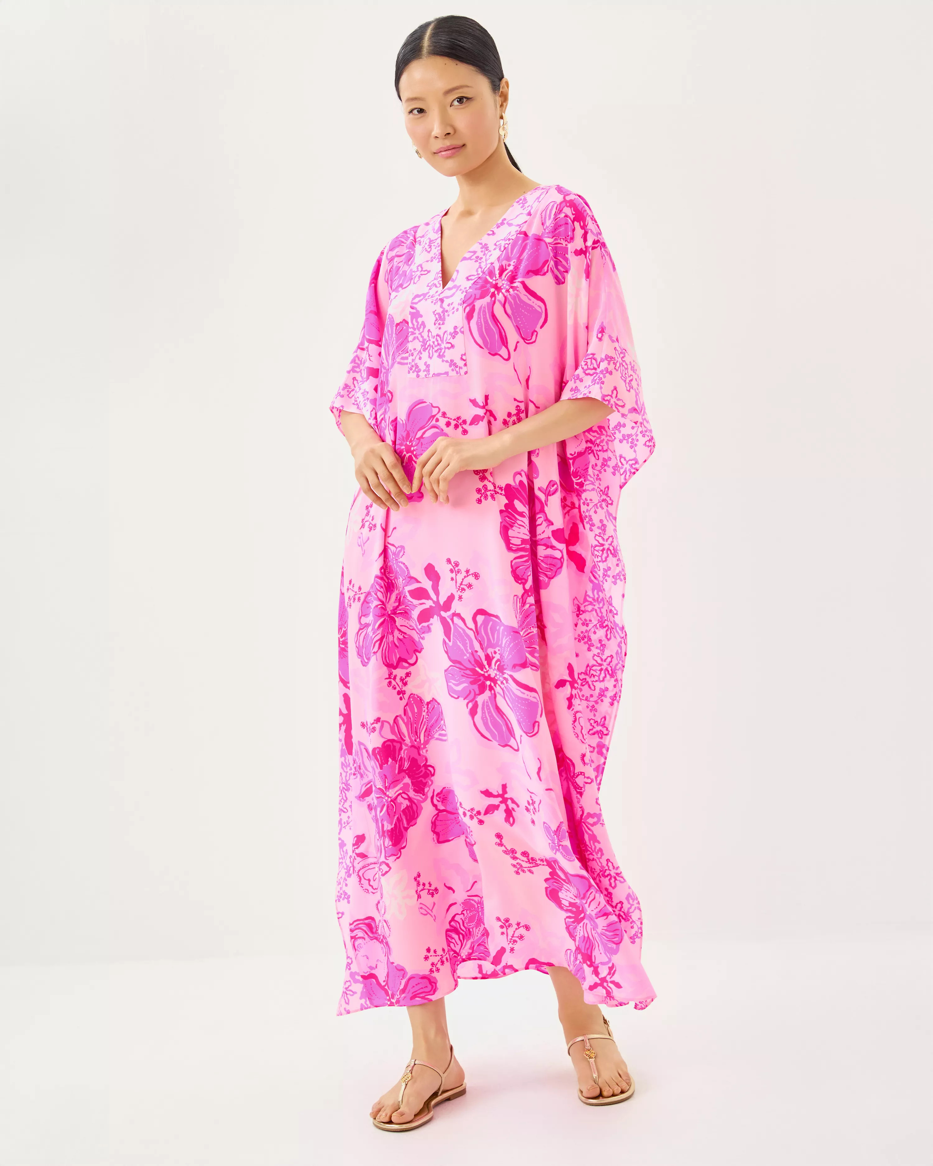 Levy V-Neck Silk Maxi Caftan | Lilly Pulitzer