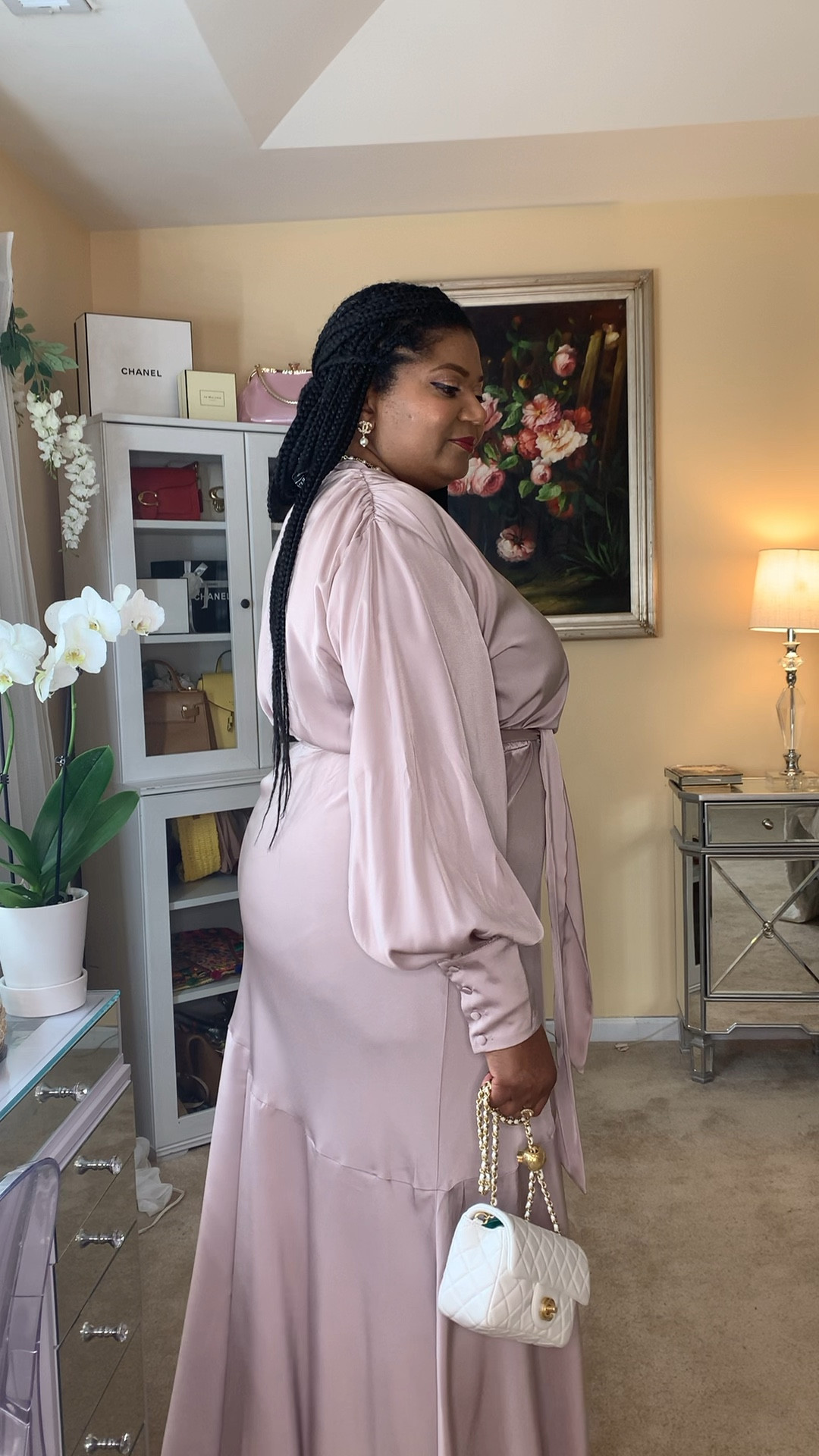 Satin Maxi dress in the color Mauve. Size 16. Great quality. It is a beautiful & elegant maxi dress that is quite long. It comes in blue as well. I am wearing high heels otherwise the dress might lightly graze the floor. Great dress for a summer wedding or any special occasion. 
Ps it will need ironing or steaming before wearing. 

#LTKstyletip #LTKcurves #LTKsalealert