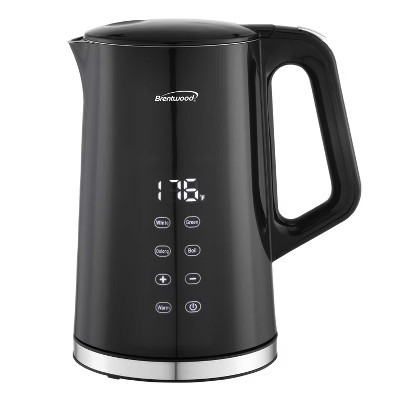 Brentwood 1,100-Watt 1.7-L Cordless Cool-Touch Digital Electric Kettle with Stainless Steel Interior, BTWKT2015DBK in Black | Target