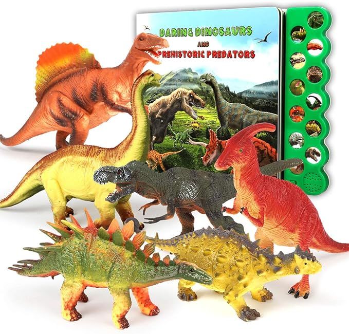 Olefun Dinosaur Toys for 3 Years Old & Up - Dinosaur Sound Book & 12 Realistic Looking Dinosaurs ... | Amazon (US)