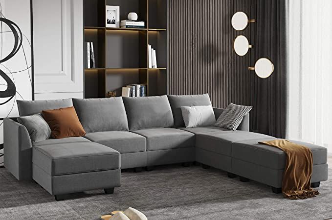HONBAY Modular Sectional Sofa U Shaped Sectional Couch with Ottomans Reversible Modular Sofa 7 Se... | Amazon (US)