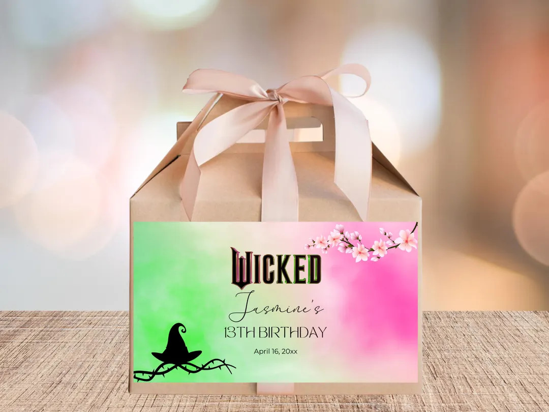 Wicked Birthday Gable Box Label, Wicked Birthday Party Favor, Wicked Editable Birthday Gable Box,... | Etsy (US)