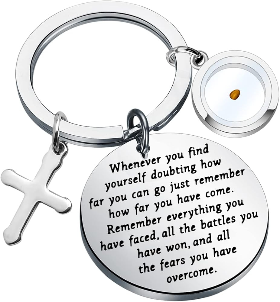 TIIMG Mustard Seed Inspirational Quote Keychain Faith Jewelry Religious Christian Gift Motivation... | Amazon (US)
