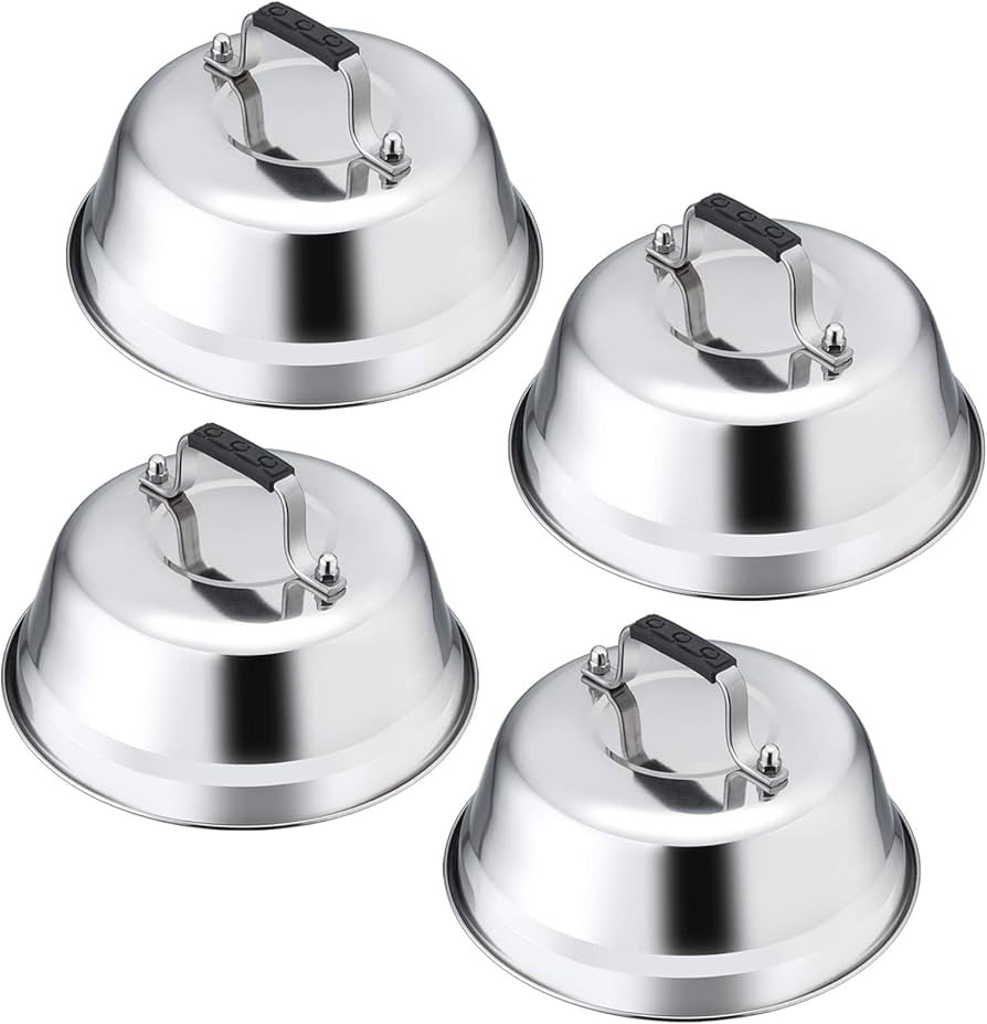 4Pack Cheese Melting Domes, Leonyo 9IN Heavy Duty Stainless Steel Basting Cover for Griddle, Dura... | Amazon (US)