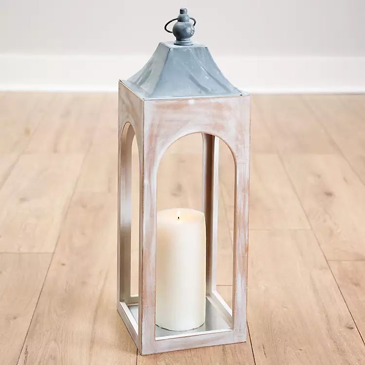 New!Whitewashed New Hampshire Lantern, 24 in. | Kirkland's Home