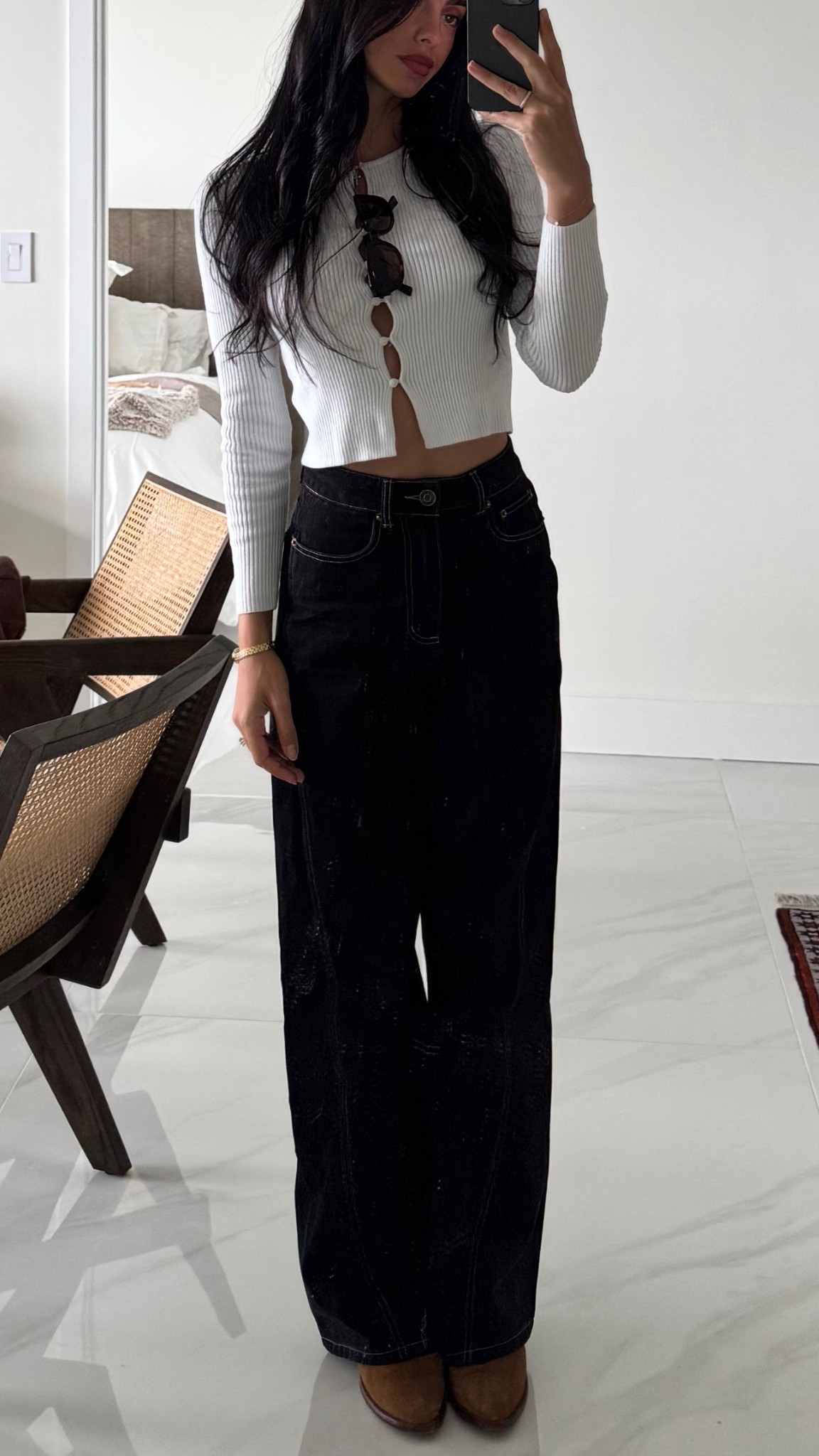 Fall black jeans wide leg 

#LTKootd