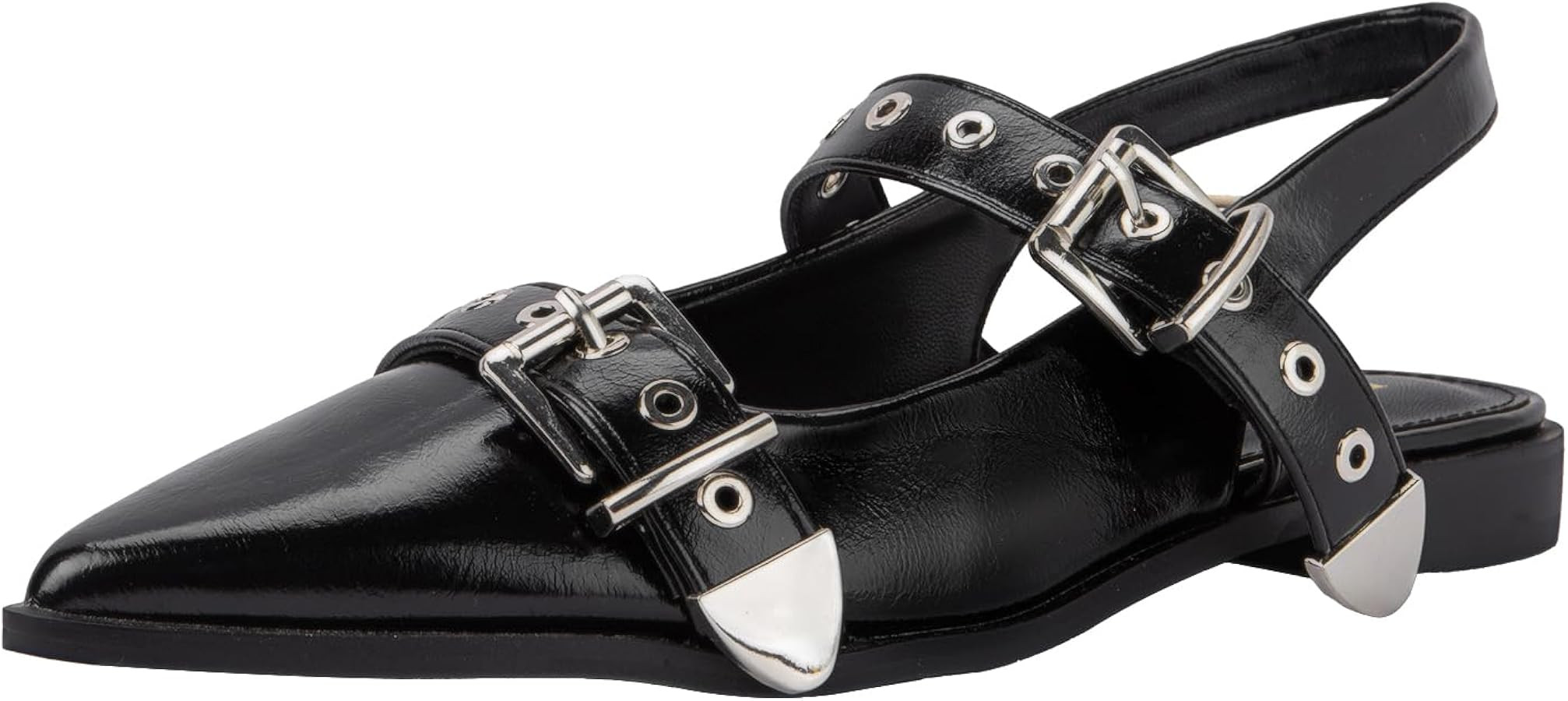 Women's Buckle Ballet Flats Pointed Closed Toe Slingback Shoes with Low Heel Comfortable Ballerin... | Amazon (US)