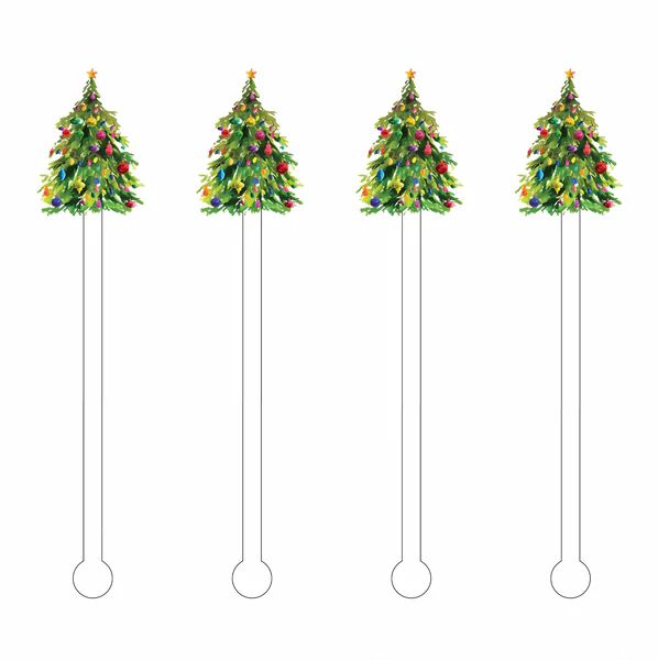 Christmas Tree Acrylic Stir Sticks,  Set of 4 | Waiting On Martha