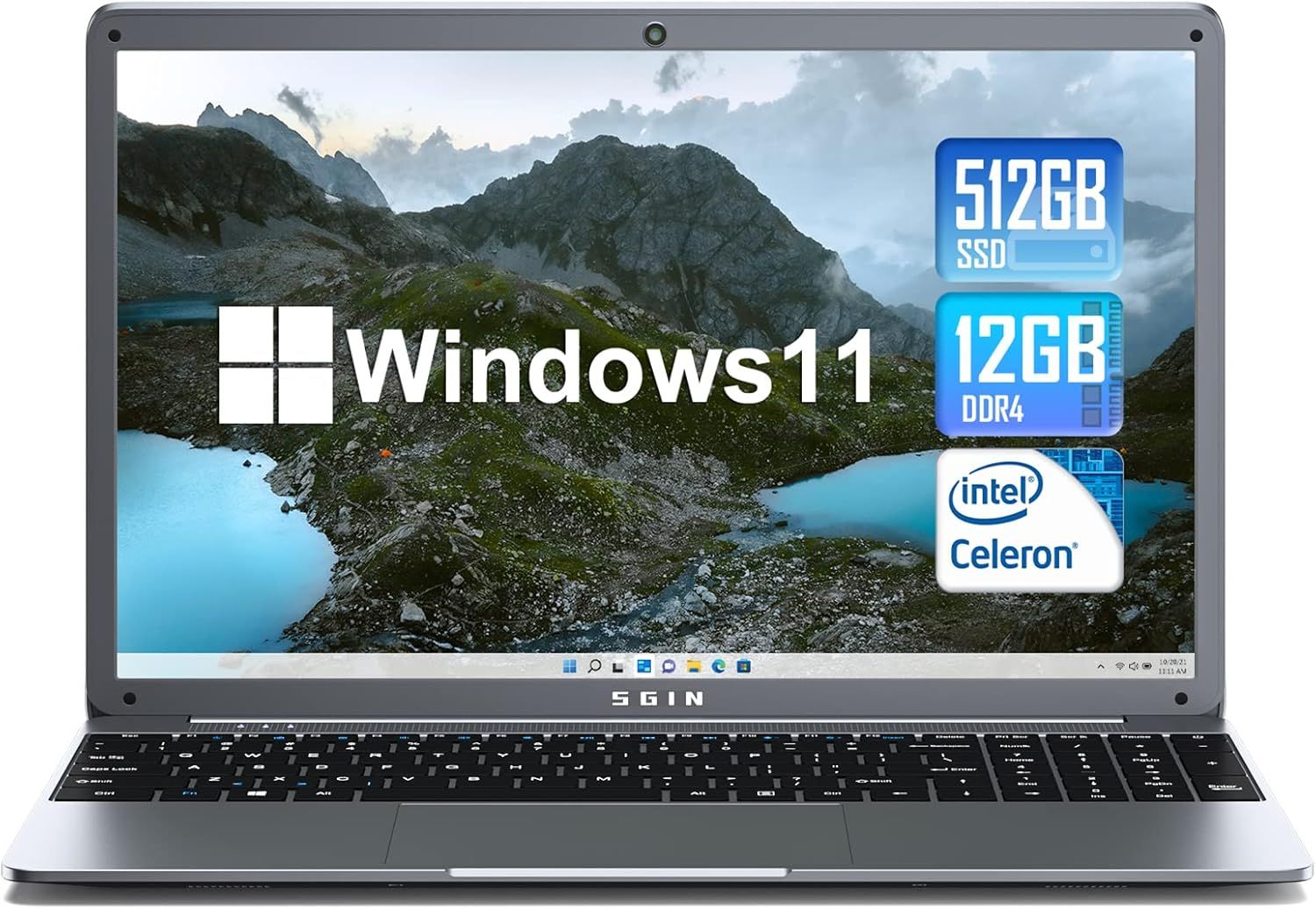 SGIN Laptop 15.6 Inch 12GB DDR4 512GB SSD, Windows 11 Laptops with Intel Celeron N5095, FHD 1920x... | Amazon (US)