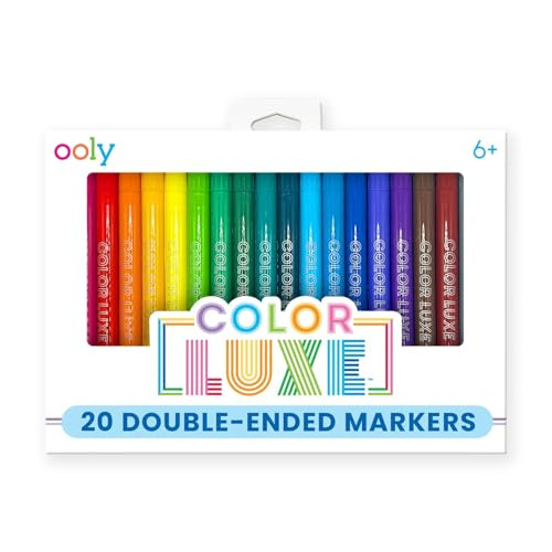 Ooly Color Luxe Double-Ended Markers - Set of 20 Colored Markers, Brush Tip and Fine 0.7mm Tip on each Marker for Kids, Double Ended Markers for Art Supplies & stationery Sets | Amazon (US)