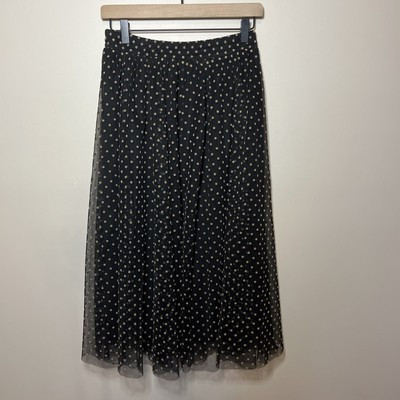 H&M Women's Polka Dot Tulle Skirt Black Tan Small Elastic Waist Pull On | eBay US