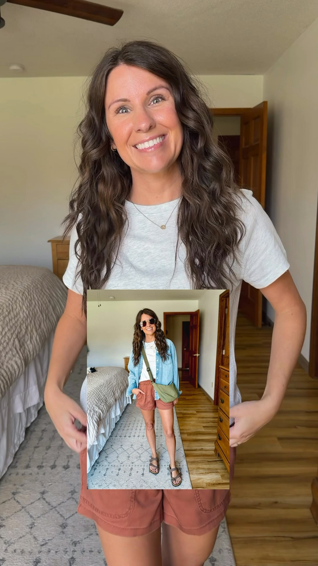 small in my tee (linked similar bc it’s selling out), xs in my shorts and my sandals are size 36. My denim shirt is soze small. (Also linked a similar one I own and love!) . My bag is old out so I also linked similar!

#LTKPetite #LTKSeasonal #LTKgrwm