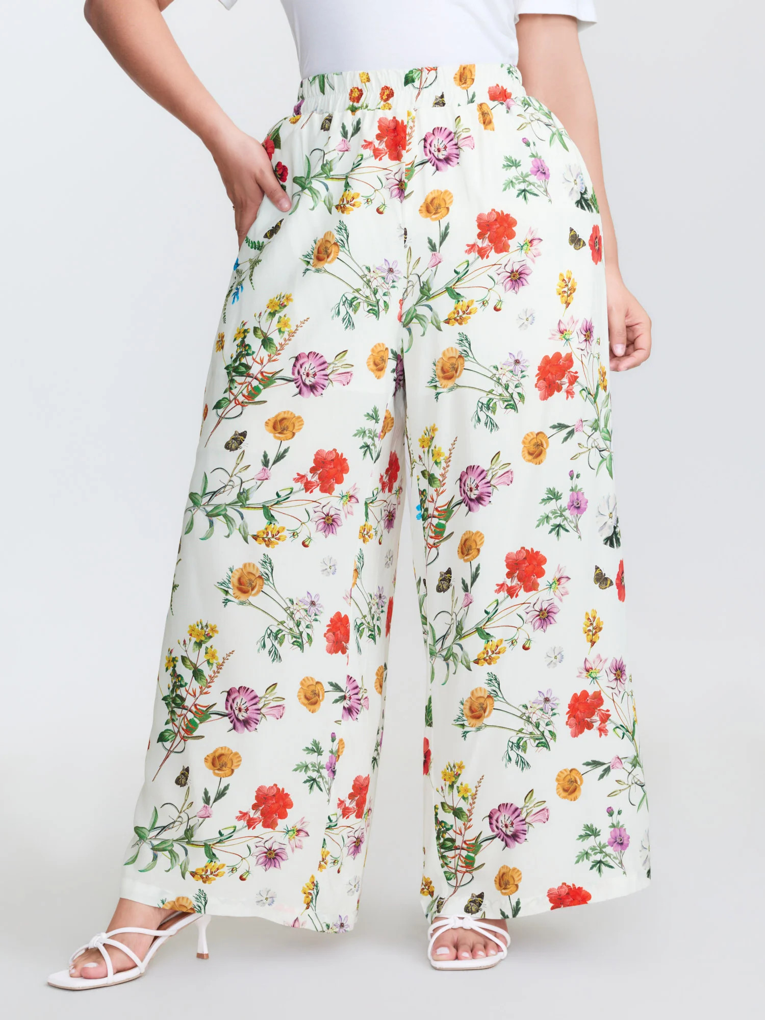 Floral Print Stretchy Waist Wide-Leg Pants | Bloomchic