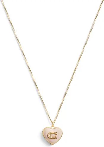 COACH Logo Heart Locket Pendant Necklace | Nordstrom | Nordstrom