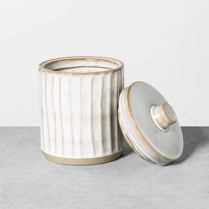 Stoneware Bath Canister Reactive Glaze Sour Cream - Hearth & Hand™ with Magnolia | Target
