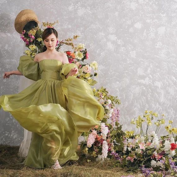 Lime Green Organza Pre Wedding Dress Birthday Princess Gown | Etsy | Etsy (US)