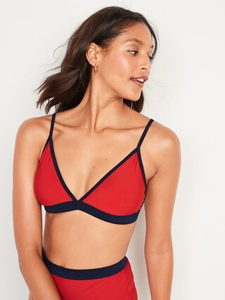 Two-Tone Triangle Bikini Swim Top for Women | Old Navy (US)