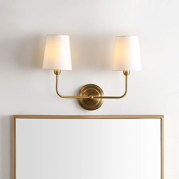 Safavieh Lighting Ezra Brass Gold 2-Light Wall Sconce (LED Bulbs Included) | Amazon (US)