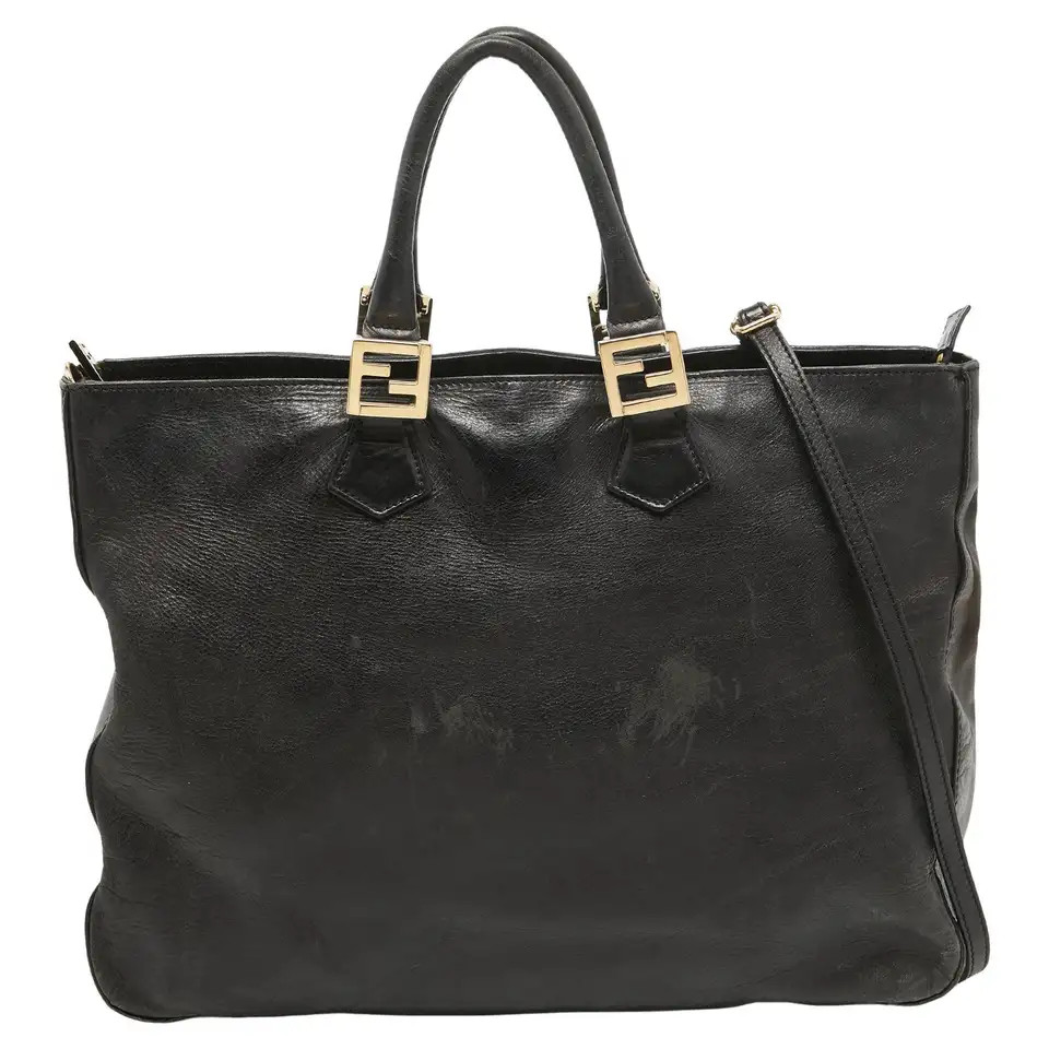 Fendi Dark Brown Leather Twins Tote | 1stDibs