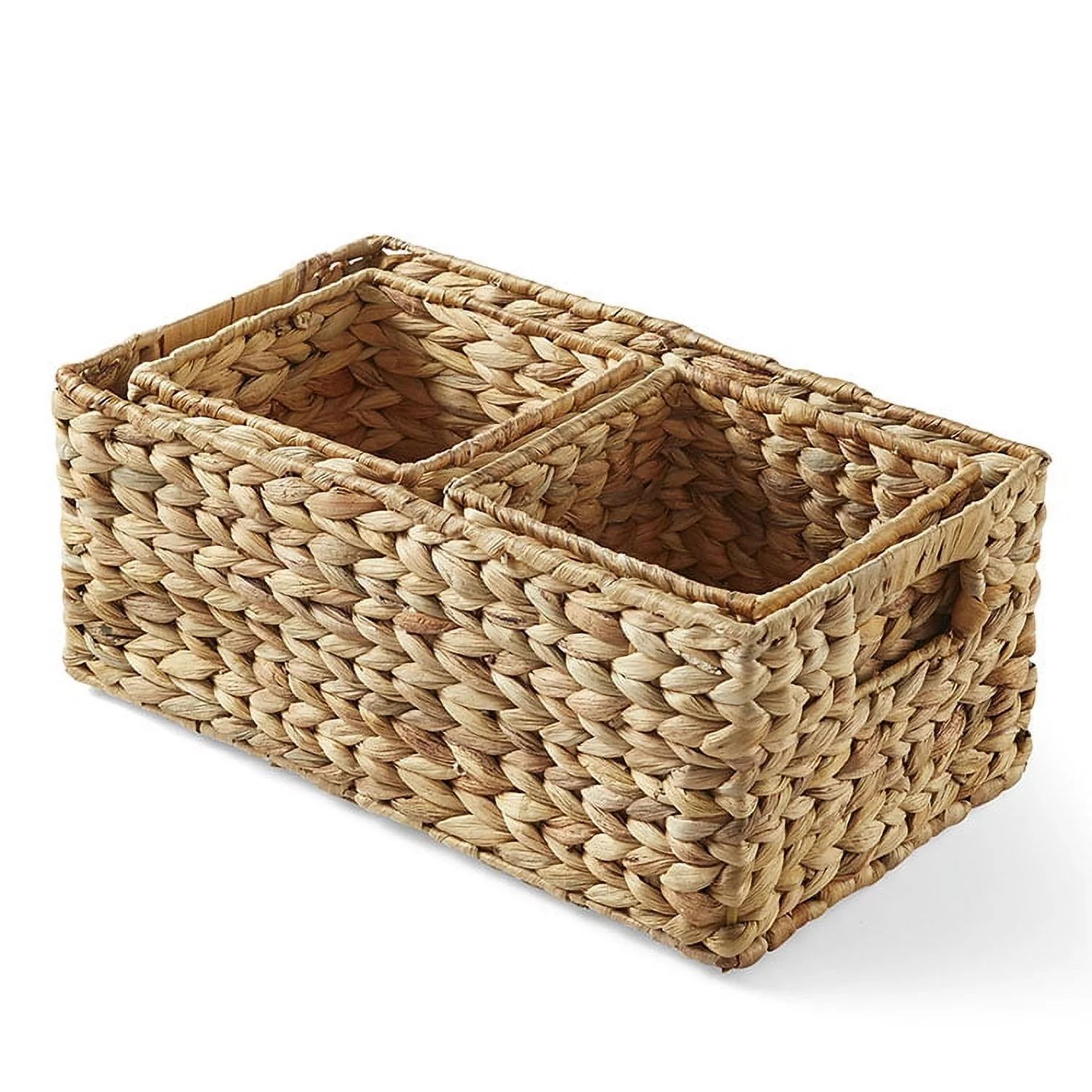 Better Homes & Gardens Better Homes & Gardens Woven Natural Water Hyacinth Basket, Set of 3 (4.9)... | Walmart (US)