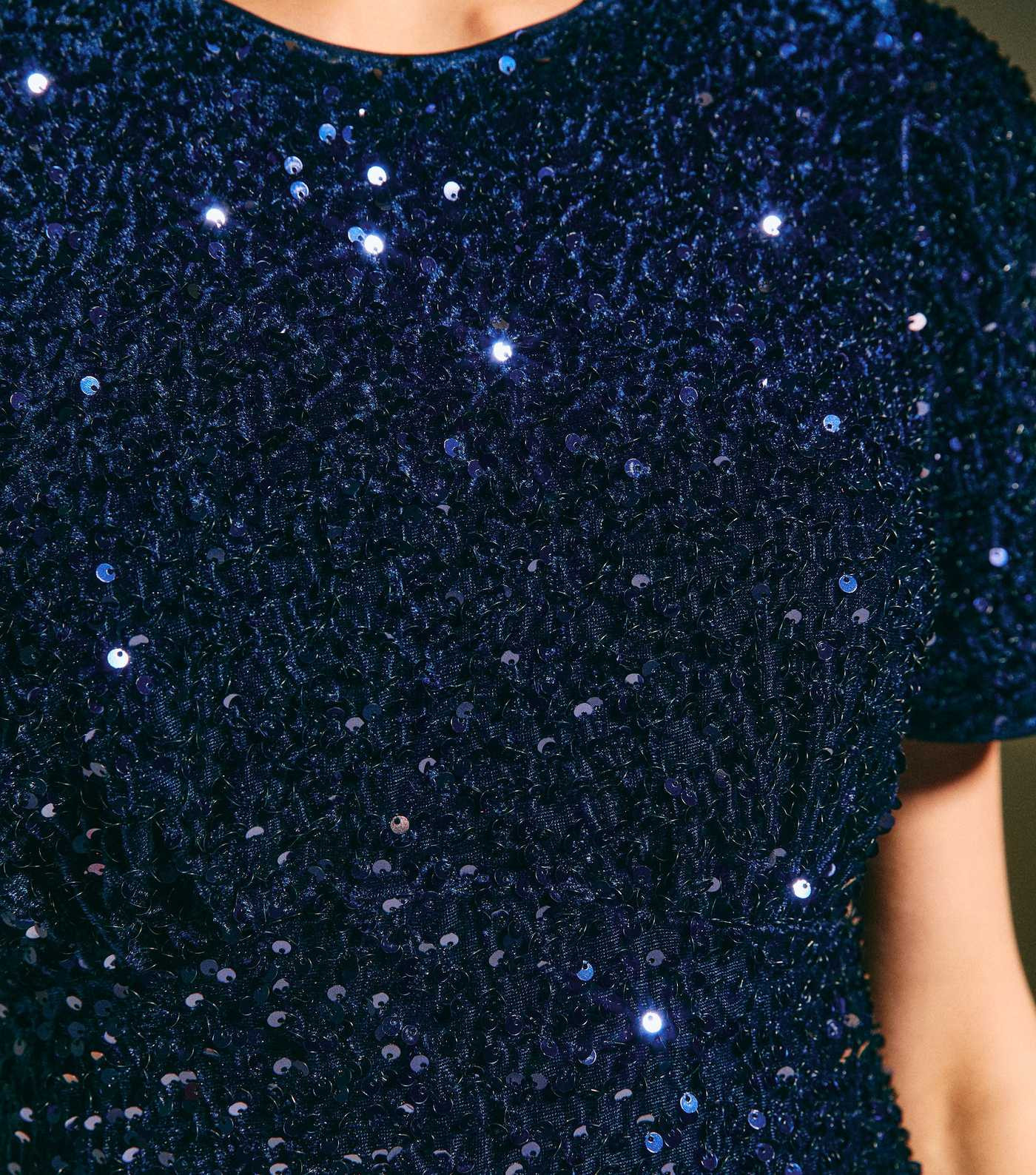 Navy Velvet A-Line Midi Sequin Dress | New Look | New Look (UK)