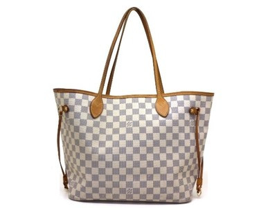 Louis Vuitton LV N51107 White Damier Azur Neverfull MM Tote Shoulder Bag Used | eBay US