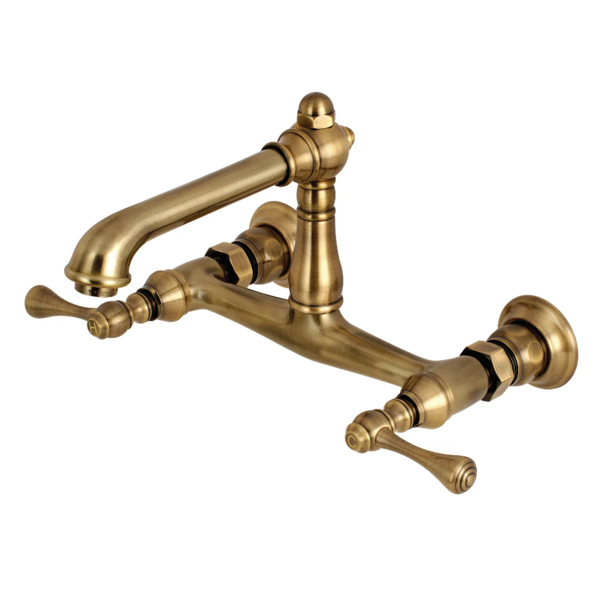 Kingston Brass English Country Two-Handle 2-Hole Wall Mount Bathroom Faucet KS7243BL | Wayfair North America