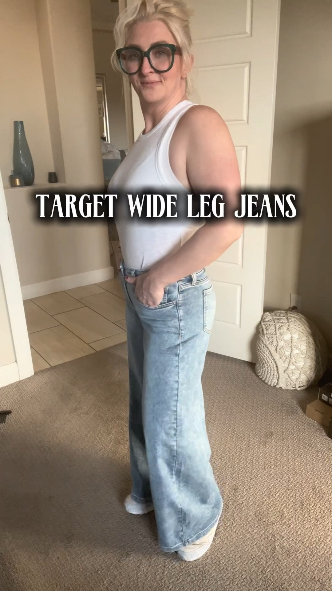 These wide leg jeans from Target are such a good find. Comfortable, flattering, and easy to style with a basic tank. Linking these jeans and similar pieces in my LTK.