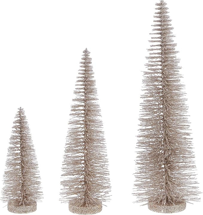 Raz Christmas Bottle Brush Trees Set of 3 in Sparkling Champagne Gold, 17.5 Inches,14 Inches and ... | Amazon (US)