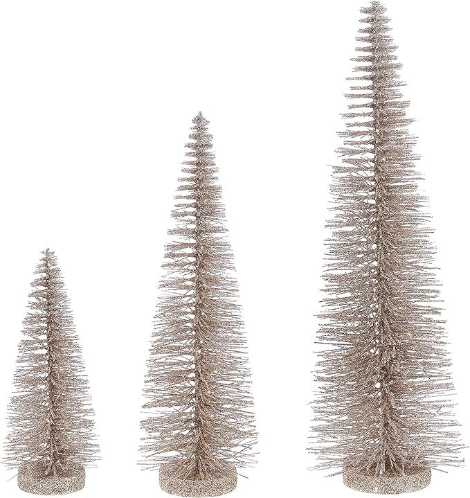 Raz Christmas Bottle Brush Trees Set of 3 in Sparkling Champagne Gold, 17.5 Inches,14 Inches and ... | Amazon (US)