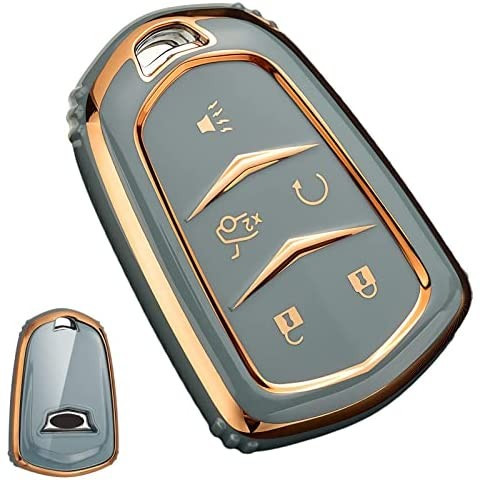 Amazon.com: Kirsnda for Cadillac key fob cover with Leather keychain,Fashion Soft TPU Protector K... | Amazon (US)