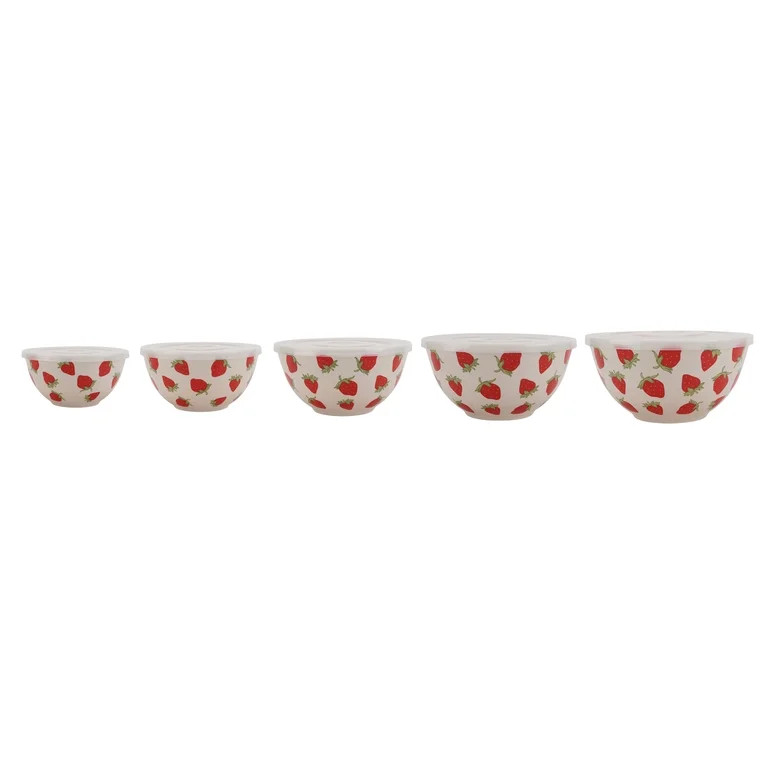 Just Feed Me by Jessie James Decker 10-Piece Melamine Mixing Bowl Set with Lids, Strawberry Desig... | Walmart (US)