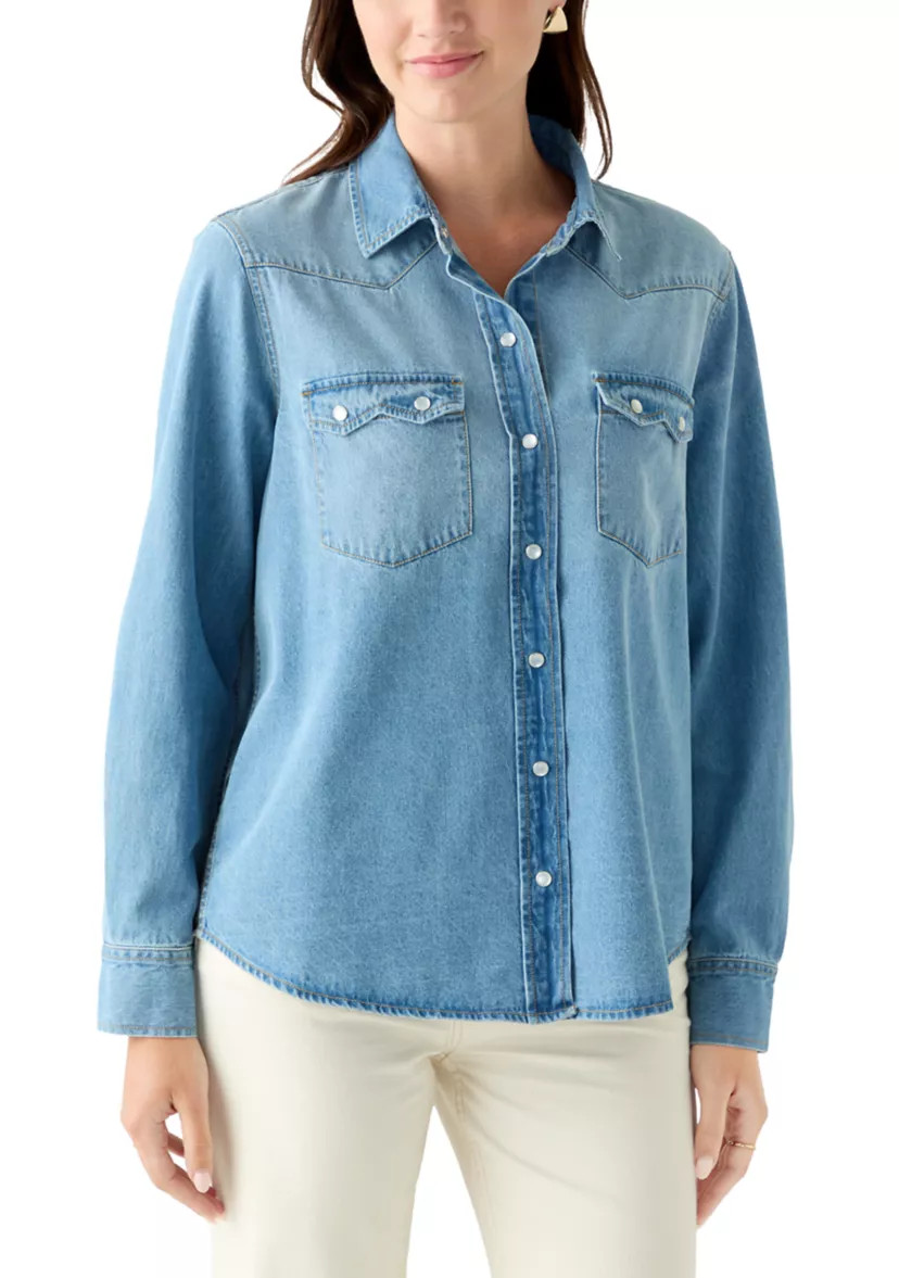 Women's Long Sleeve Western Denim Shirt | Belk
