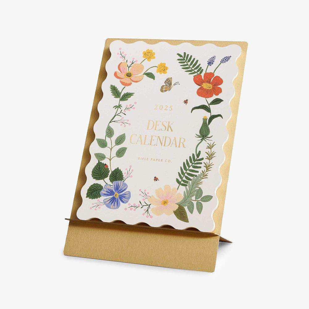 Rifle Paper Co. 2025 Strawberry Fields Brass Easel Calendar | Pottery Barn Teen