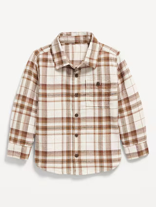 Long-Sleeve Plaid Flannel Pocket Shirt for Toddler Boys | Old Navy (US)