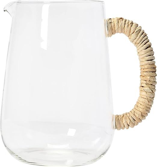 Bloomingville Glass Pitcher with Natural Rope Wrapped Handle Serving Pieces, 7"L x 5"W x 7"H, Cle... | Amazon (US)