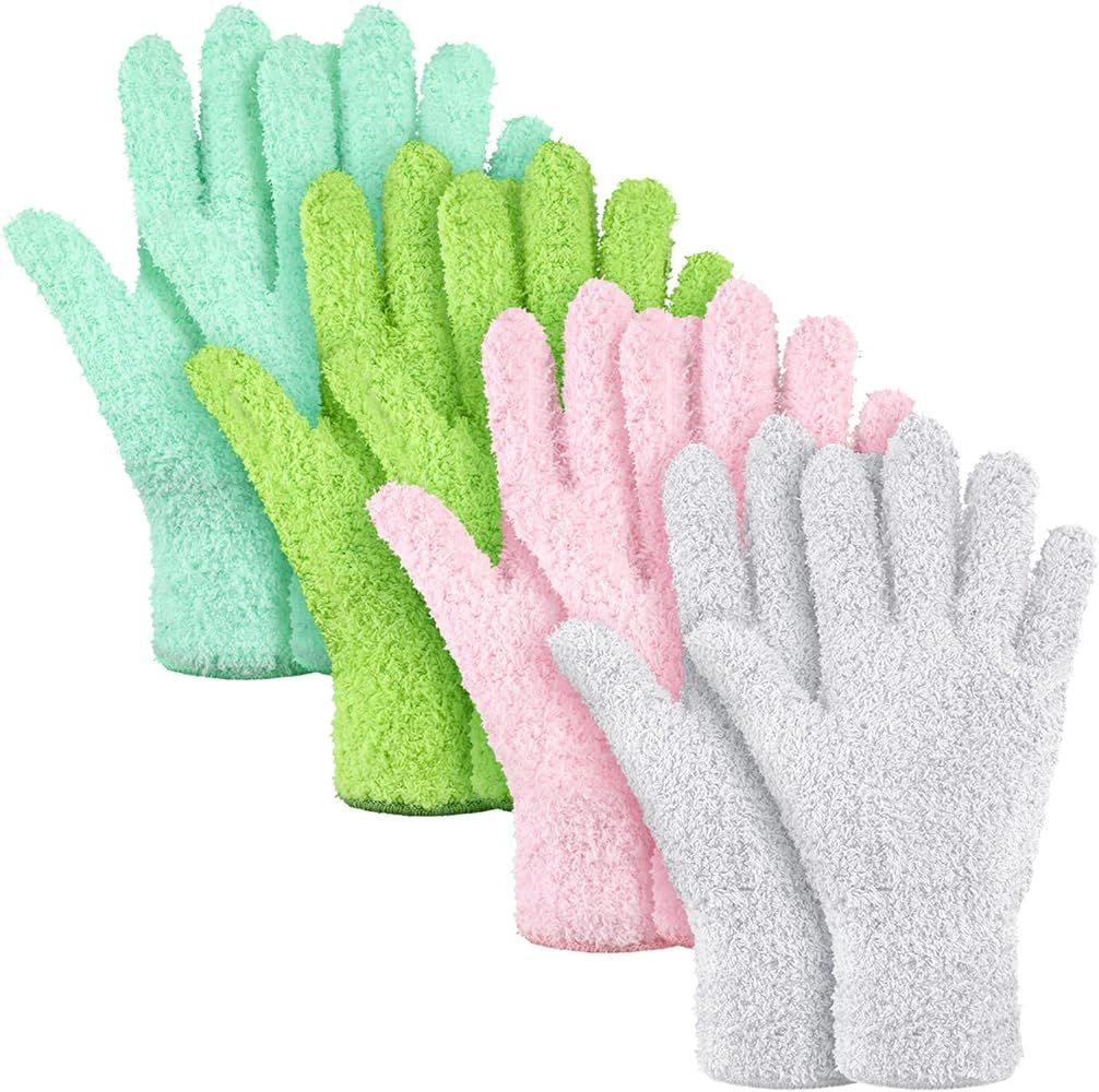 Bencailor 4 Pairs Microfiber Dusting Gloves Washable Reusable Cleaning Gloves Mittens for Plants ... | Amazon (US)